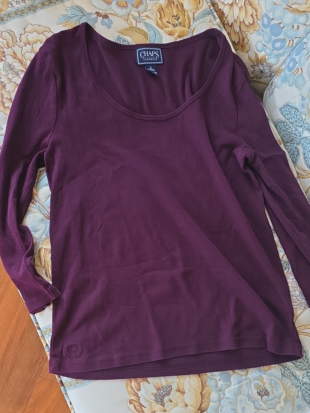 Chaps Classic Women's Plum Long Sleeve Scoop Neck Top